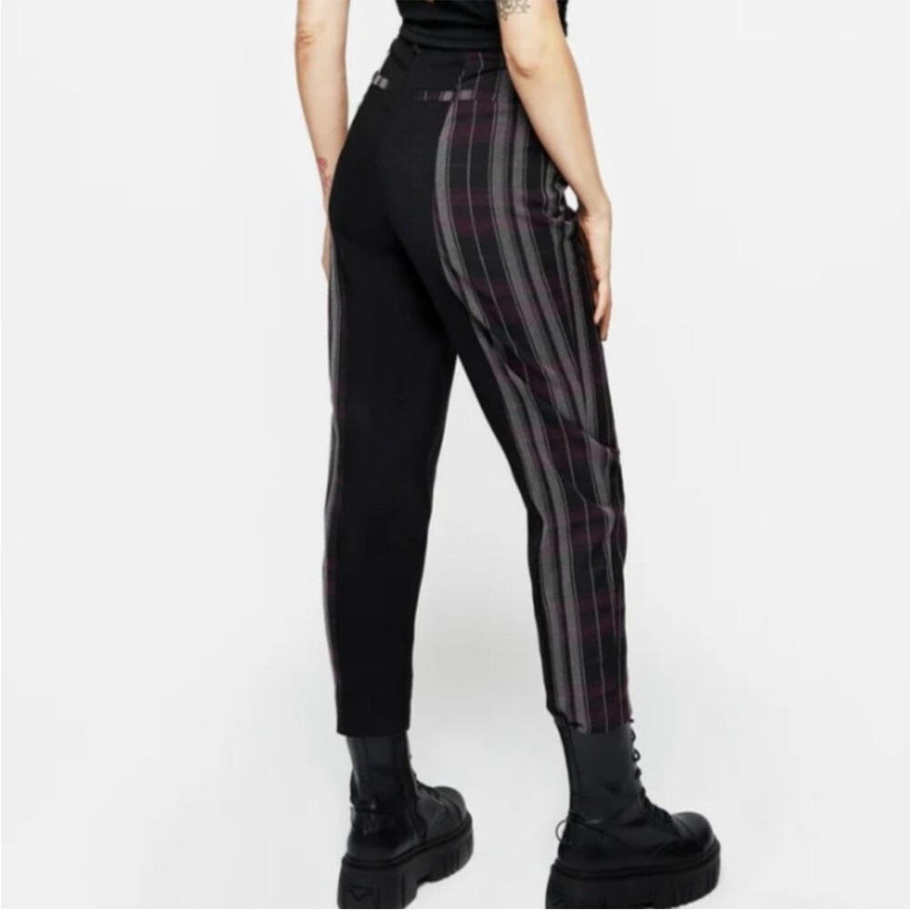 Disturbia Gambit Spliced Check Goth Tapered Trousers Size 6 NWT - Picture 2 of 12